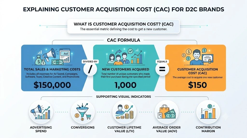 Customer acquisition cost formula and key D2C marketing metrics