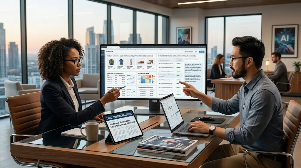 E-commerce team analyzing AI-powered SKU pricing and sales data