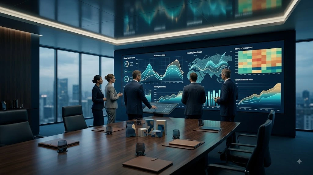 Commerce market trends and business intelligence visualization