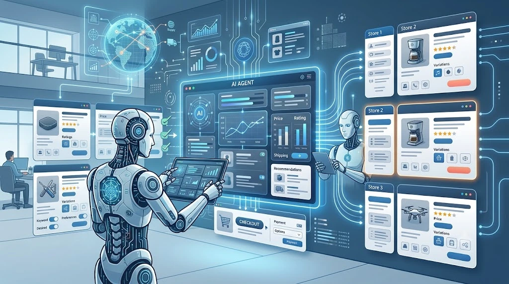 AI shopping agents comparing ecommerce products