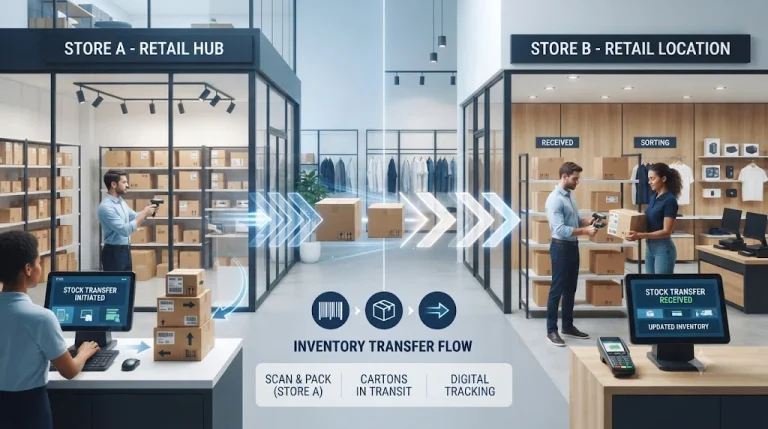 Inventory transfer between stores using a POS