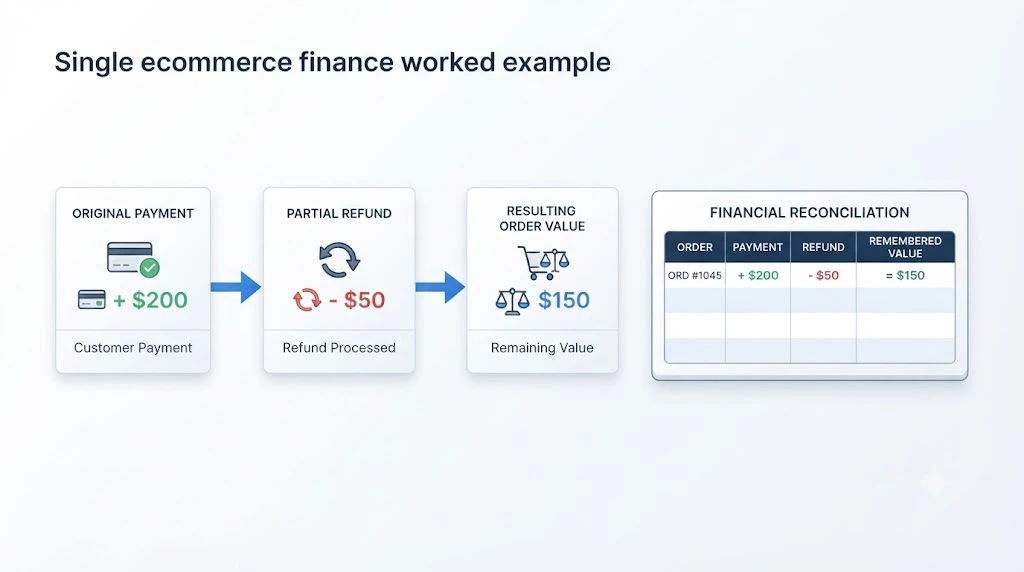 Partial refund reconciliation example